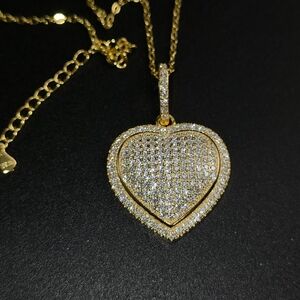 ✨ Moissanite Heart Pendant Necklace – S925 Gold Filled ✨